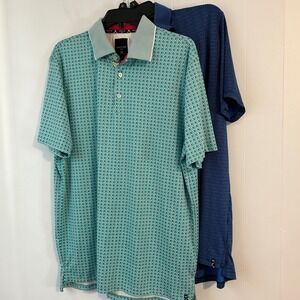 Kenneth Cole Golf Mens Polo Shirt 2 shirt‎ bundle Pattern Short Sleeve Size L